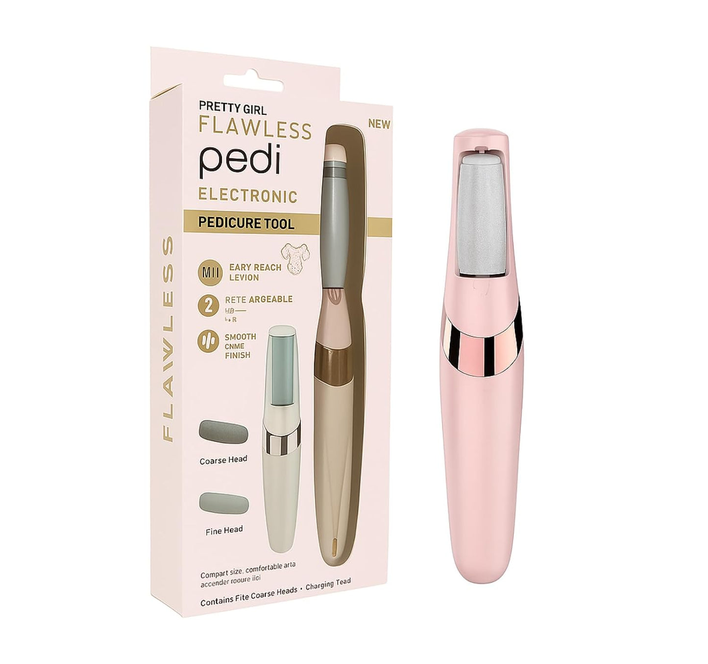 Flawless Pink Cordless Electric Pedicure Roller for Foot Callus Remover, Dead Skin & Rough Heel Smoother