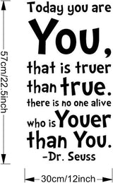 Summer Today You Are You That is Truer Than True Quote Home Decal Dr. Seuss Black Wall Decor