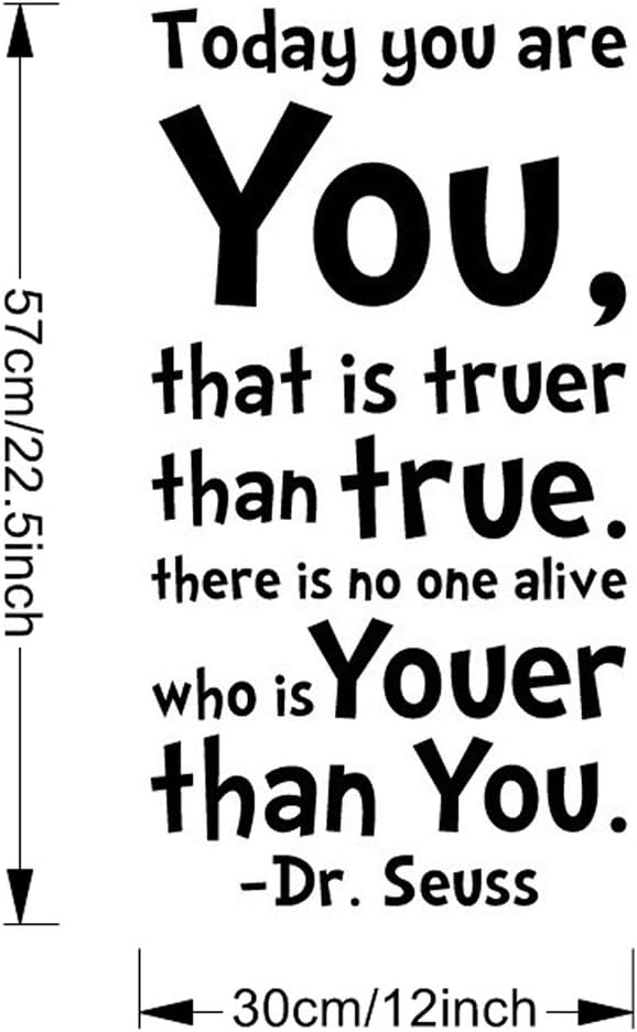 Summer Today You Are You That is Truer Than True Quote Home Decal Dr. Seuss Black Wall Decor