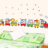 Wall Sticker Art Decor Self Adhesive Waterproof Wallpaper Cartoon Animal Train Wall Stickers Children's Room Kindergarten Classroom Background size 50x70 tc990