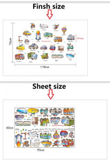 Amaonm Removable Kids Room Wall Stickers Murals Transportation and Name Wall Decals DIY Bus Train Rocket Truck Wall Decor for Baby Children Bedroom Boy and Girl Nursery Room Classroom Living Room size 60x90  hm92024