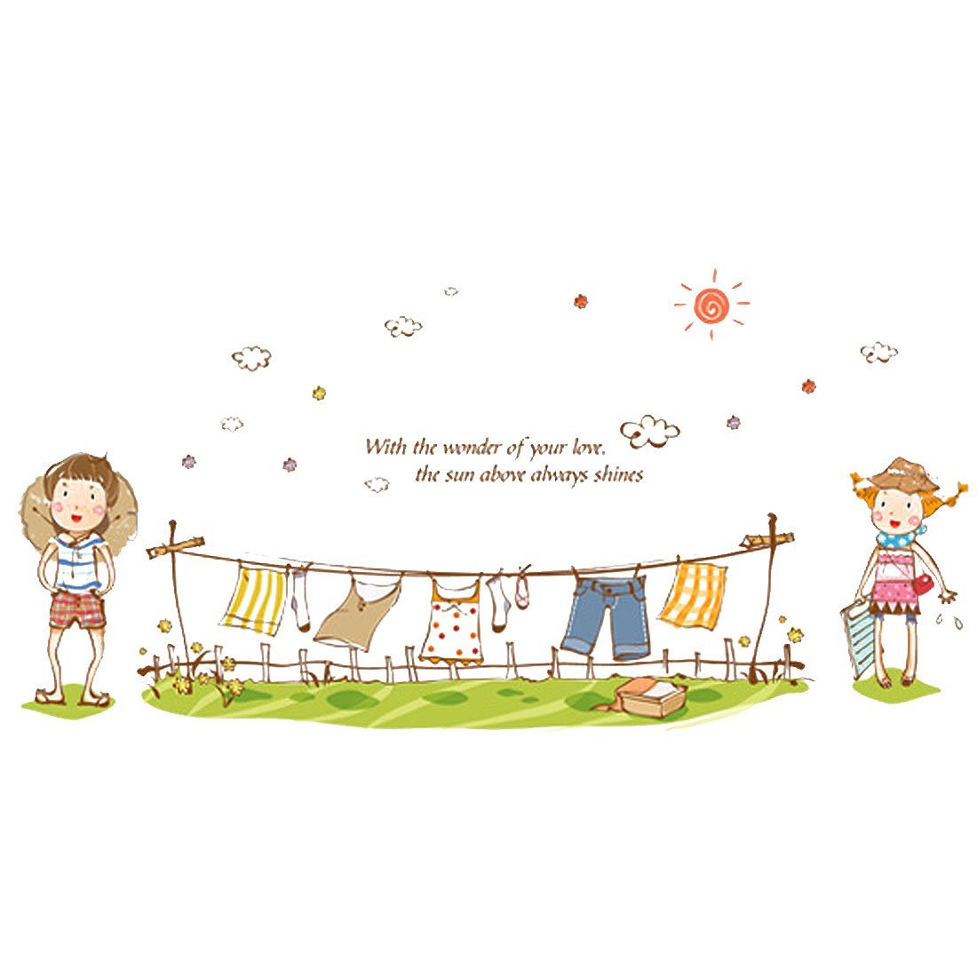 Boy Girl Laundry Rack Pattern DIY Wall Sticker Art Mural Decal Wallpaper Decor size 60x90  ay9151