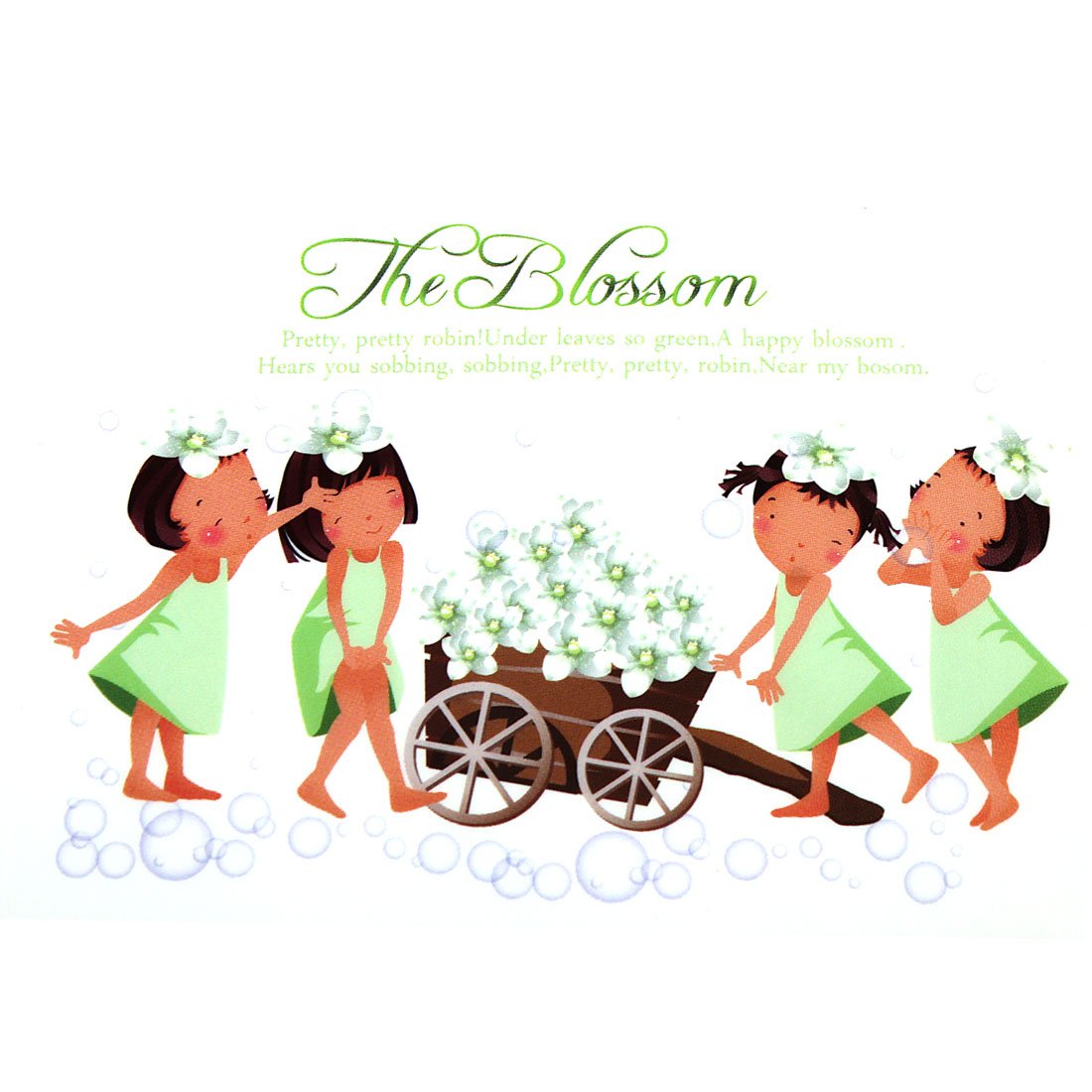 Generic PVC Girls Flower Trolley Pattern Room Wall Sticker Decal Mural size 70x50cm mj7025