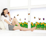 XY8081 fashionbeautybuy Baby Boy's Butterflies Flowers Railing Skirting Line Wall Sticker Paper Home Decal One Size Multi