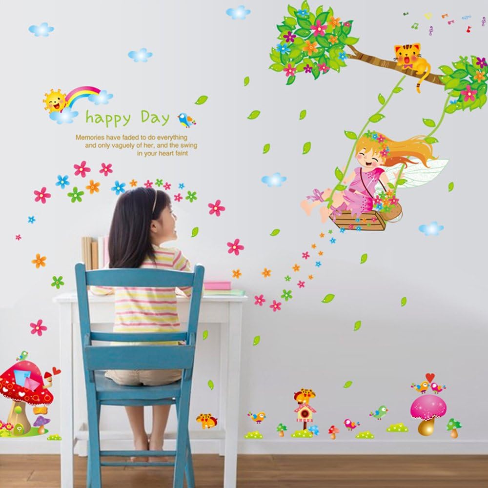 Fashionbeautybuy - Adhesivo decorativo para pared, diseño de flores de arco iris, para decoración del hogar, papel pintado de PVC, para sala de estar, adultos, adolescentes y niños size 50x70 ay7270