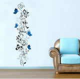 Wall Stickers Large Size PVC Art Decoration Removable Blue Butterfly Black Cane for Wedding Room Home Decals Mural Restaurant Bedroom Sitting Room Sofa TV Background by Kamay' size 50x70cm  ncs013