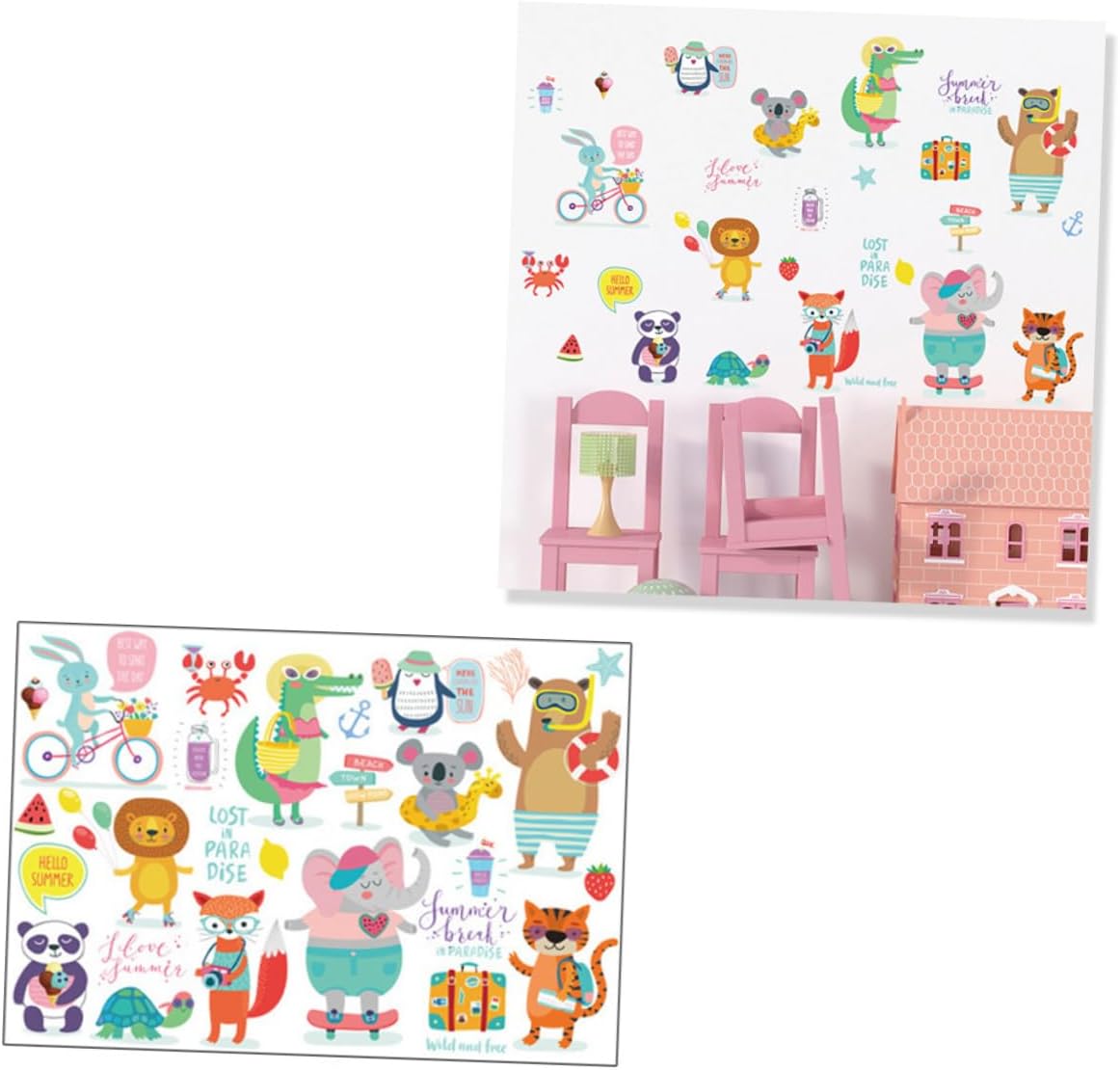 Toyvian Lot De 2 Autocollants Muraux Décoratifs En Pvc Faciles À Installer Et À Retirer Motif Animalier Pour D'enfant size 50x70 sk7151