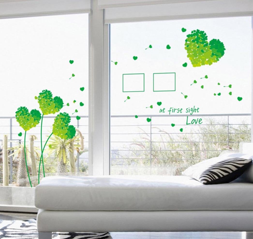 Love Grass Leaf Wall Sticker Green Heart, Photo Frame, Bedroom, Living Room, Wall Decor, Decals size 50x70 ay7176c