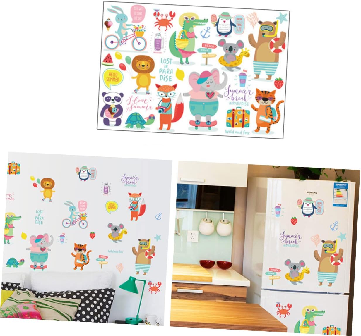 Toyvian Lot De 2 Autocollants Muraux Décoratifs En Pvc Faciles À Installer Et À Retirer Motif Animalier Pour D'enfant size 50x70 sk7151