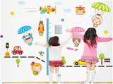 docooler Cartoon Cute Parachute Height Scale Measurement DIY Wall Wallpaper Stickers Art Decor Mural Kid's Child Room Decal size (70x50cm) xy8101