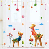Sticker mural rêve couple cerf classe maternelle dessin animé canapé fond mur chambre des enfants size 50x70 xls7191