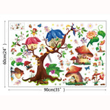 Xh9272Fairy Garden Wall Stickers Tree Mushroom House Wall Decals Mural for Girls Bedroom Nursery Living Room