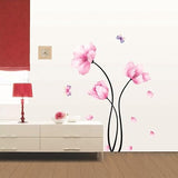Ambiance-Live Wall decal pink flowers and butterflies size 58x33 tc927