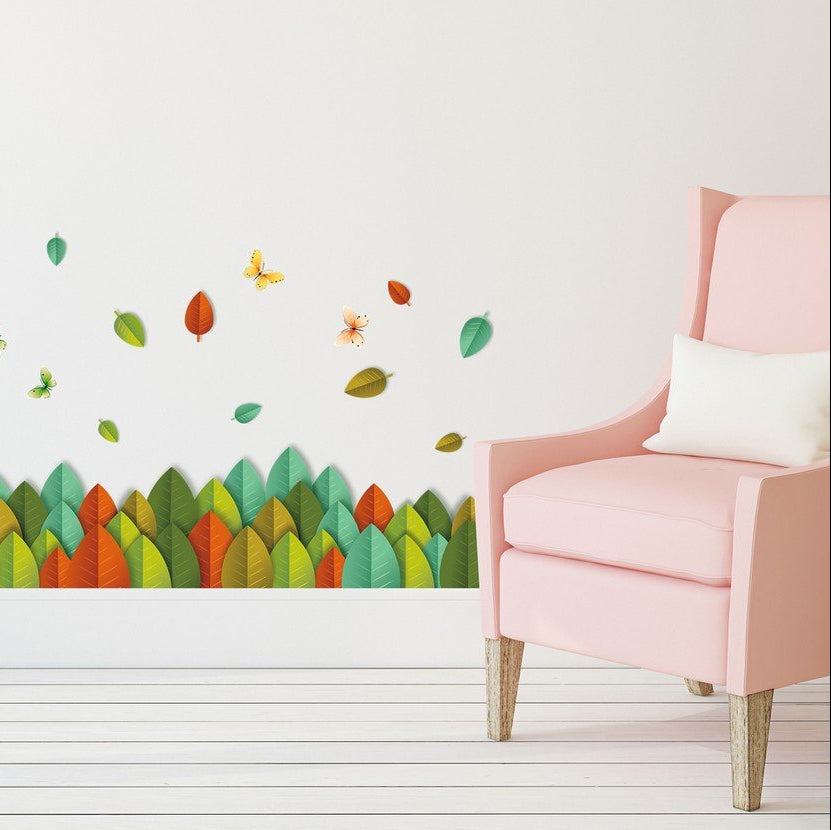 Amazon Brand - Solimo Wall Sticker for Living Room (Leafy Fence, Ideal size 50x70 xls7148
