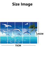 JAAMSO ROYALS Nature Blue Dolphine Wall Tiles Stickers Waterproof, Kitchen Stickers for Wall, Wall Sticker for Kitchen, Kitchen Sticker, Kitchen Tiles Wall Stickers size (75CM x 45CM) 3024