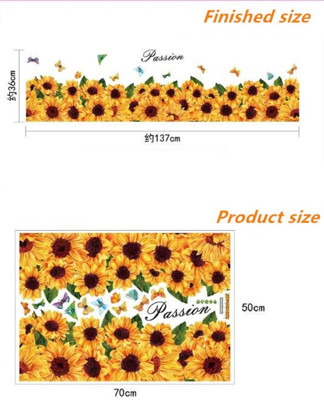 JAAMSO ROYALS Sun Flower wall stickers for living room flowers, floral wall stickers, flower sticker, nature wall stickers, garden stickers for walls of home, wall stickers flower design size (50CM X 70CM) sk7109