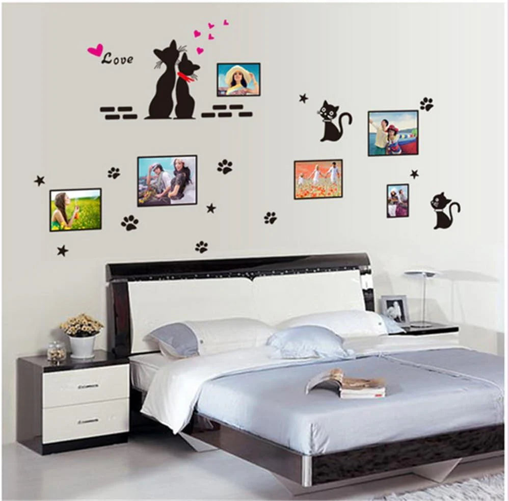Cat Wall Stickers Cartoon Love Cat Photo Frame size 50x70 am7051