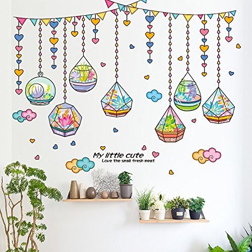 Home Find Succulent Plants Wall Decors Geometric Figure Polyhedron Creative Crystal Bottles Pendants Stickers Pot Flowers Decal Living Room Bedroom Nursery Murals Decoration size 50x70 xls7132