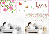 Home Decor Line PVC Art Decoration Removable Pink Roses Romantic Flower Rattan Style for Wedding Room Home Decals Mural Restaurant Bedroom Sitting Room Sofa TV Background by size 60x90 ay9150a
