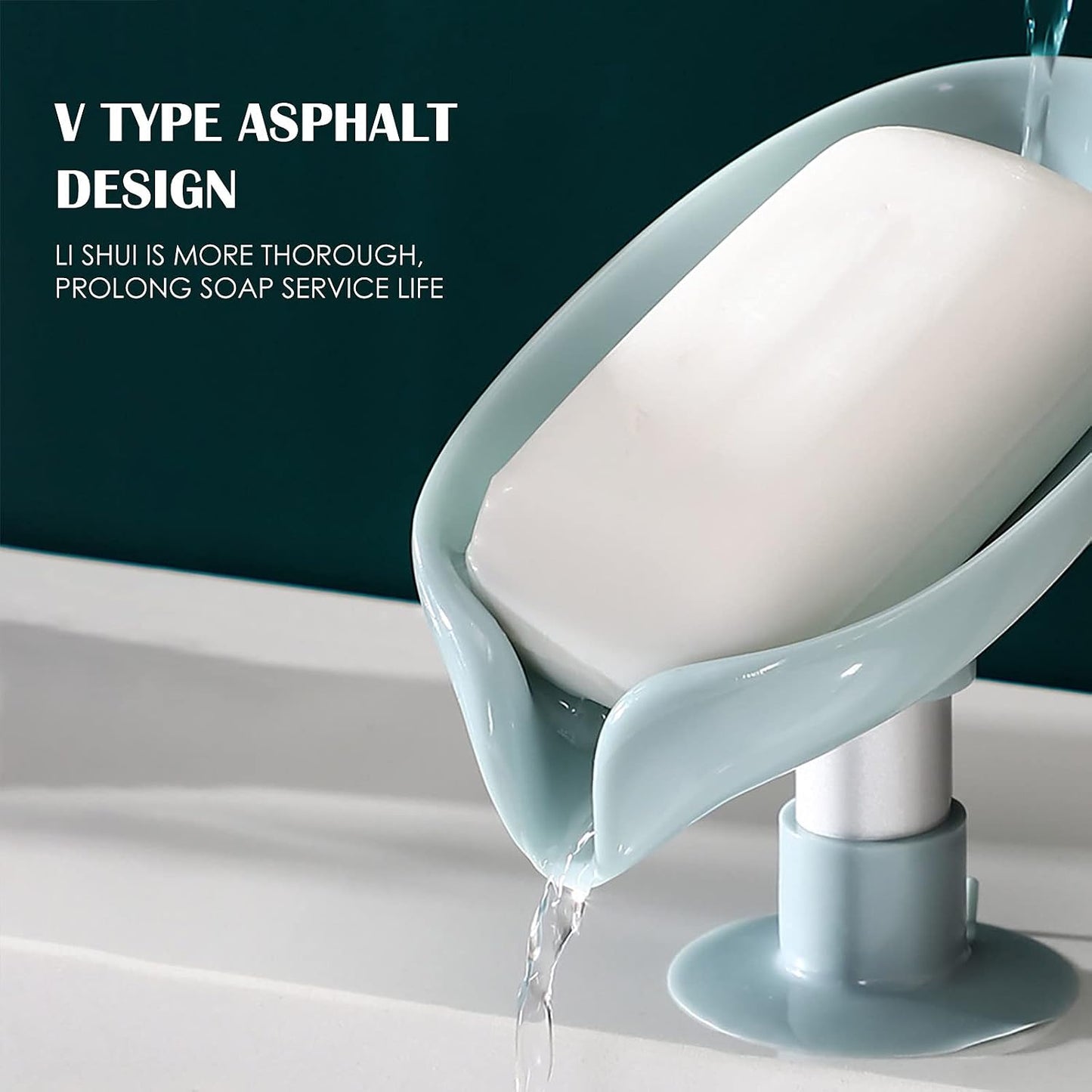 Leaf Shape Hydraulic Soap Dish with Drainage, Suction Cup Soap Holder Stand for Bathroom & Kitchen
