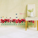 SAMHEZ SK7002 Red Roses Hedge Wall Sticker [50 x 70 cm]