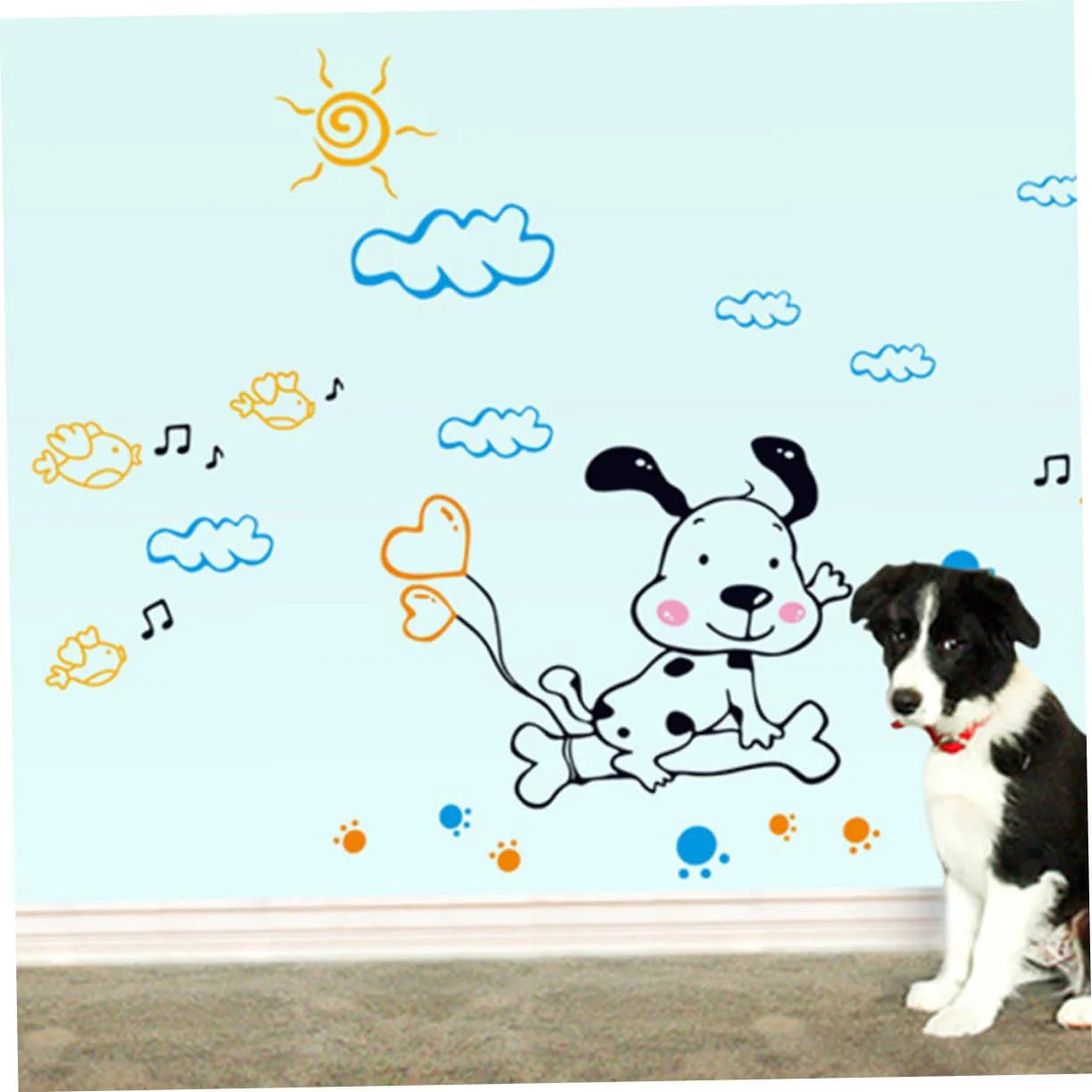 StickerShopee Happy Dog in Air - Wall Stickers  size 50x70 ay7083