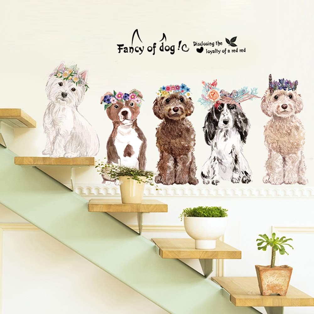huangliao Fancy of Dog Wall Stickers Wall Decor for Bedroom Living Room Removable Vinyl Art Mural Decals for Girls Boys size 60x90 xl8359  kids Sticker