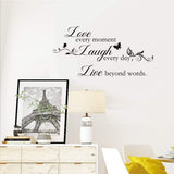 Live Love Laugh - Wall Sticker Art Mural Quote Lettering Living Room Decal (Brown, X Large)