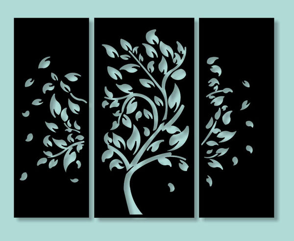 Set of 3 Panels Tree of Knowledge and Wisdom Interior Design Wall sticker