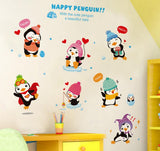 BIBITIME Kindergarten Classroom Nursery Cartoon Saying Quotes Happy Penguin Wall Decals Stickers Bedroom Kids Room Decor,DIY size 40x60 xh1059