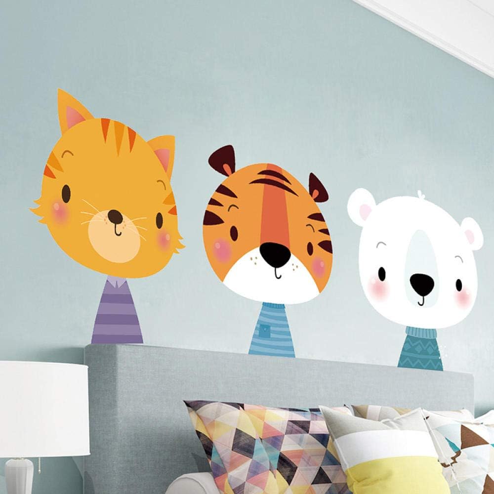 Nursery Wall Décor,Cartoon Animal Tiger Cat Dog Combination Wall Sticker Bedroom Living Room Cabinet Self-Adhesion Decorative Stickers,Wall Stickers for Kids,Kids' Baby Wall Stickers size 50x70 ay70733
