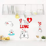 Cute Cartoon Cat Wall Stickers Cupboard Room Glass Windows Decals SK5002