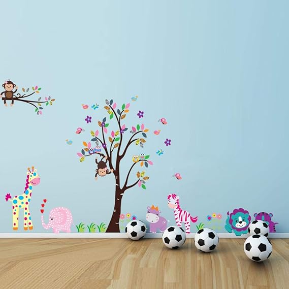 Cartoon Animals Large Wall Stickers For Children's Room Decoration DIY Removable Wall Paper For Kindergarten Kids' Room Home Decor  size 60x90 df5099