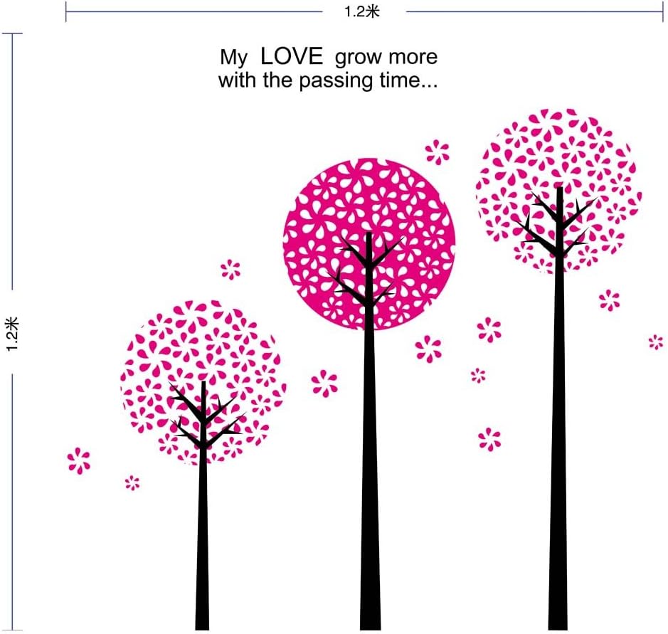 Toprate(TM)Pink Pandora Tree,Quote My love grow more with the passing time,Wallpaper Wall Sticker Decals PVC Vinly Removable DIY Wall Decal For Room Living Room size 50x70 dm570010