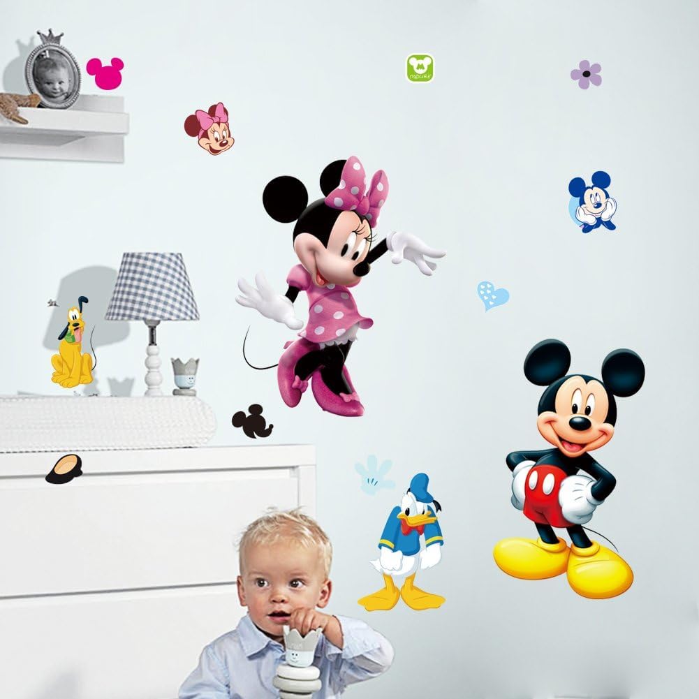 Mickey & Minnie Mouse Wall Stickers - Red & Black Cartoon Art - Waterproof Vinyl - For Kids & Baby Rooms 50x70 ncs1437