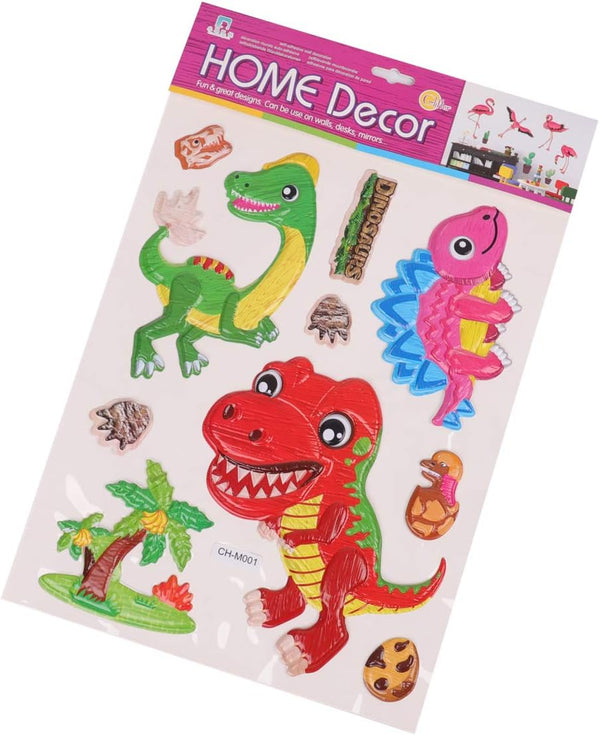 Three-Dimensional Dinosaur Stickers Children's Wall Stickers Children's Gifts for chshildren's Room Decoration Classroom Party Birthday Festival Kindergarten Dressing Imitation Wood Surface（2 Sheets