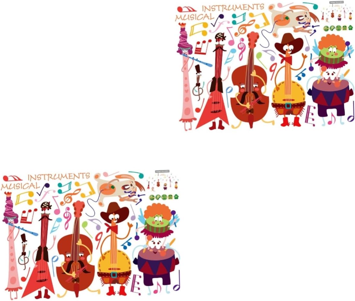 2 Unidades Papel De Parede Adesivo De Parede Para Casa Decoração Musical Decalques De Móveis Cartaz De Música Cartazes De Música Adesivos De Música Pegajoso Quarto Infantil size 50x70 sk7120