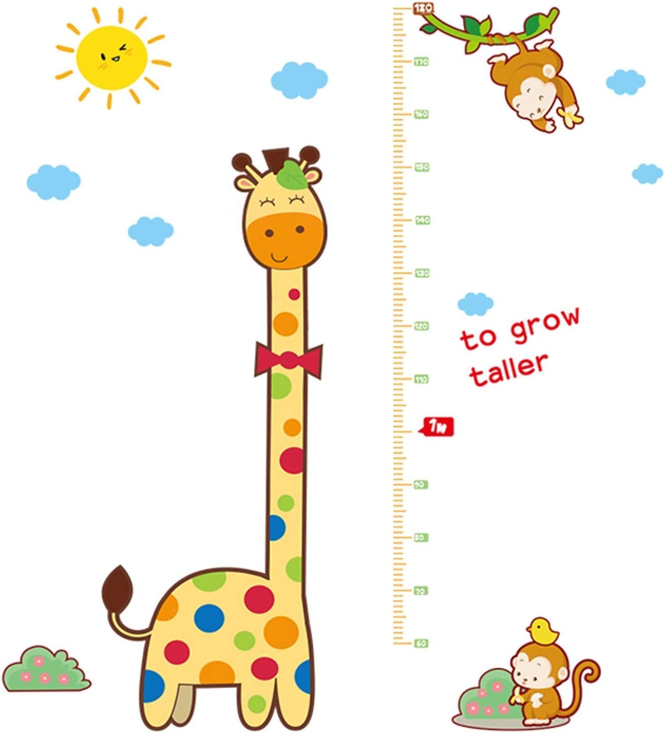 Children Growth Record Growth Chart Wall Measurement Height Chart Wall Sticker Height Measurement Chart Boys Girls Bedroom Nursery Decor Portable/Giraffe  size 60x90  nc1029