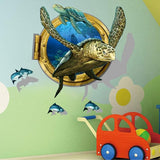 BEST OF BEST Ocean Sea Turtle Wall Sticker Home Decal Removable PVC Murals Wallpaper Girls Boys Kids Baby Nursery Bedroom Living Room Bathroom Kitchen Window Playroom Decor size 60x90  xh0793c
