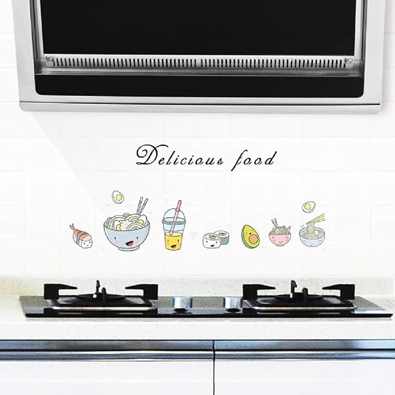 JAAMSO ROYALS Cartoon Vegetable Fruit Piggy Wall Sticker Kitchen Transparent Oil Proof Sticker High Temperature Cooktop Tile Wall Sticker (90CM x 30CM) Nc02