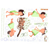 Generic PVC Girls Flower Trolley Pattern Room Wall Sticker Decal Mural size 70x50cm mj7025