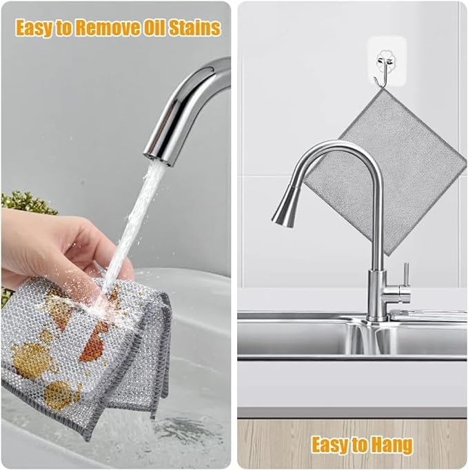 Durable Wire Dish Washing Cleaning Cloth – Heavy-Duty Scrubbing Rugs for Kitchen Dishes, Utensils &amp; Cookware - Pack Of 10