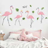 Xyanzi Pink Flamingo Princess Wall Stickers Peel And Stick Wall Decals for Bedroom Living Room Kids Room Wall Decor 1 Sheet Jm7362