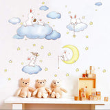 Rabbit sitting on clouds wall decal am9168