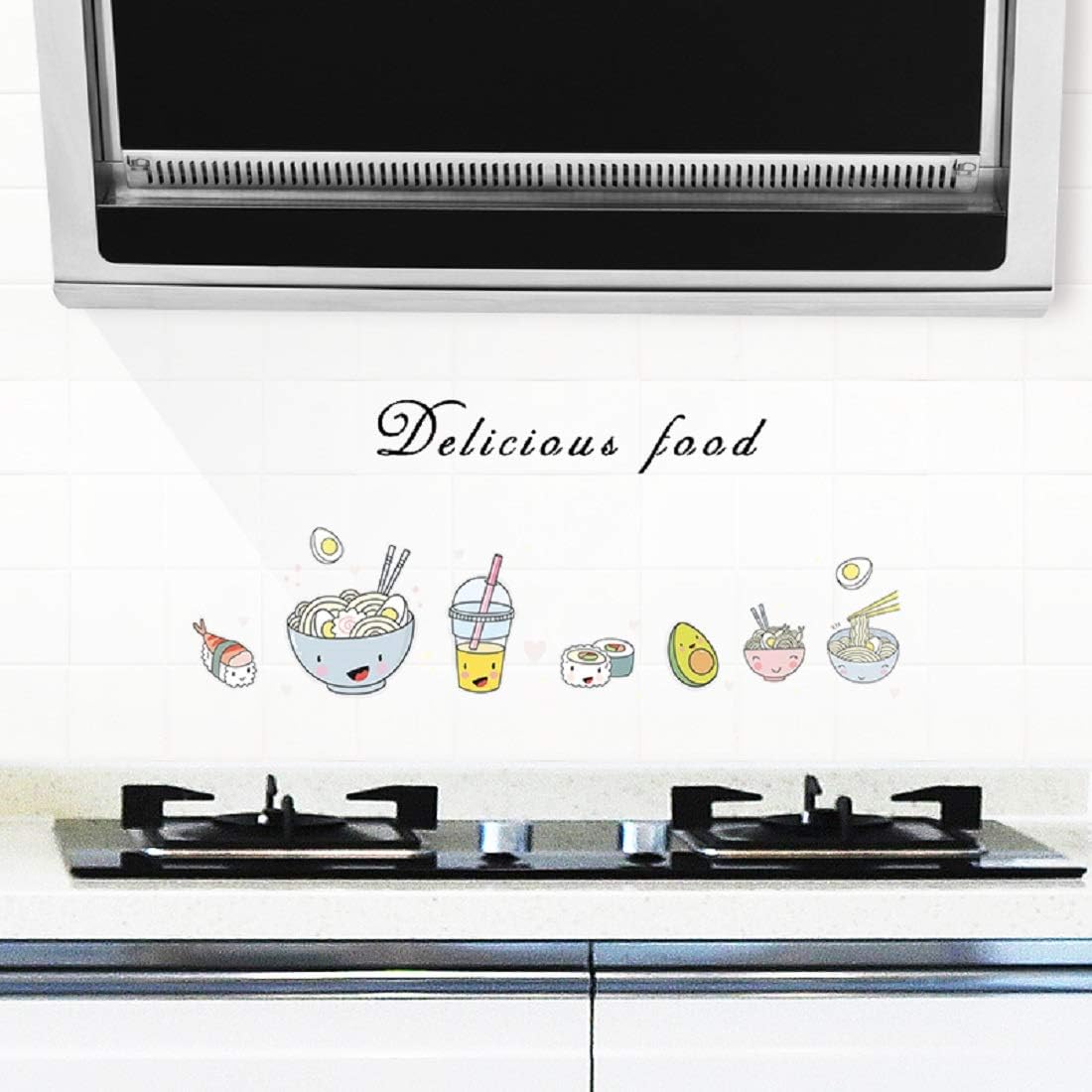 Kitchen Delicious Food Oil Proof Sticker High Temperature Cooktop Tile Wall Decoration Sticker size 60x90 nc036