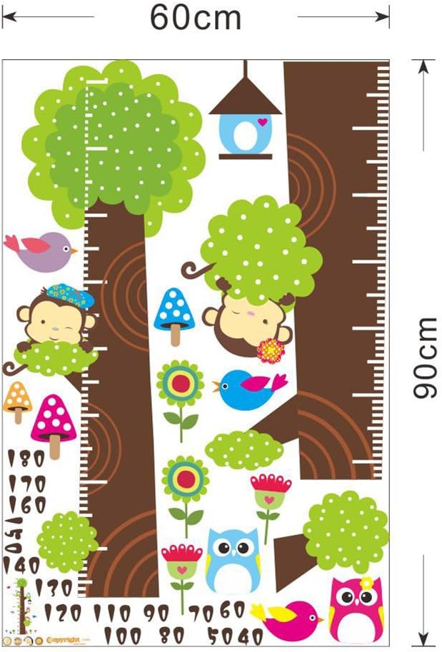 WINOMO Cartoon Kids Height Measure Ruler Nursery Growth Chart Wall Stickers Murals size 60x90  zy003