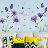 Lovely Lily Flowers and Butterfly Wall Decal DIY Stickers for Home Decor Ay7244