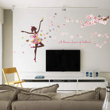 DIY Butterfly Wall Sticker Fairy Flower Girl Wall Decal Vinyl DIY Wall Art Mural Sticker for Kids Room Bedroom Living Room Decoration (Butterflies Girl) size 60x90 hm92005