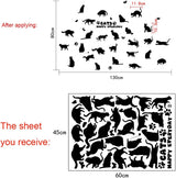 Removable 26 Black Cats and Butterfly Vinyl Wall Arts Paper Easy to Stick Wall Decals for Bedroom and Funiture size 50x70 sk6036