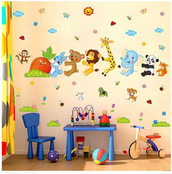 Xl8281 Animal Pull Radish Pattern Cartoon Wall Stickers Living Room Bedroom Bedside Kindergarten Classroom Children Room